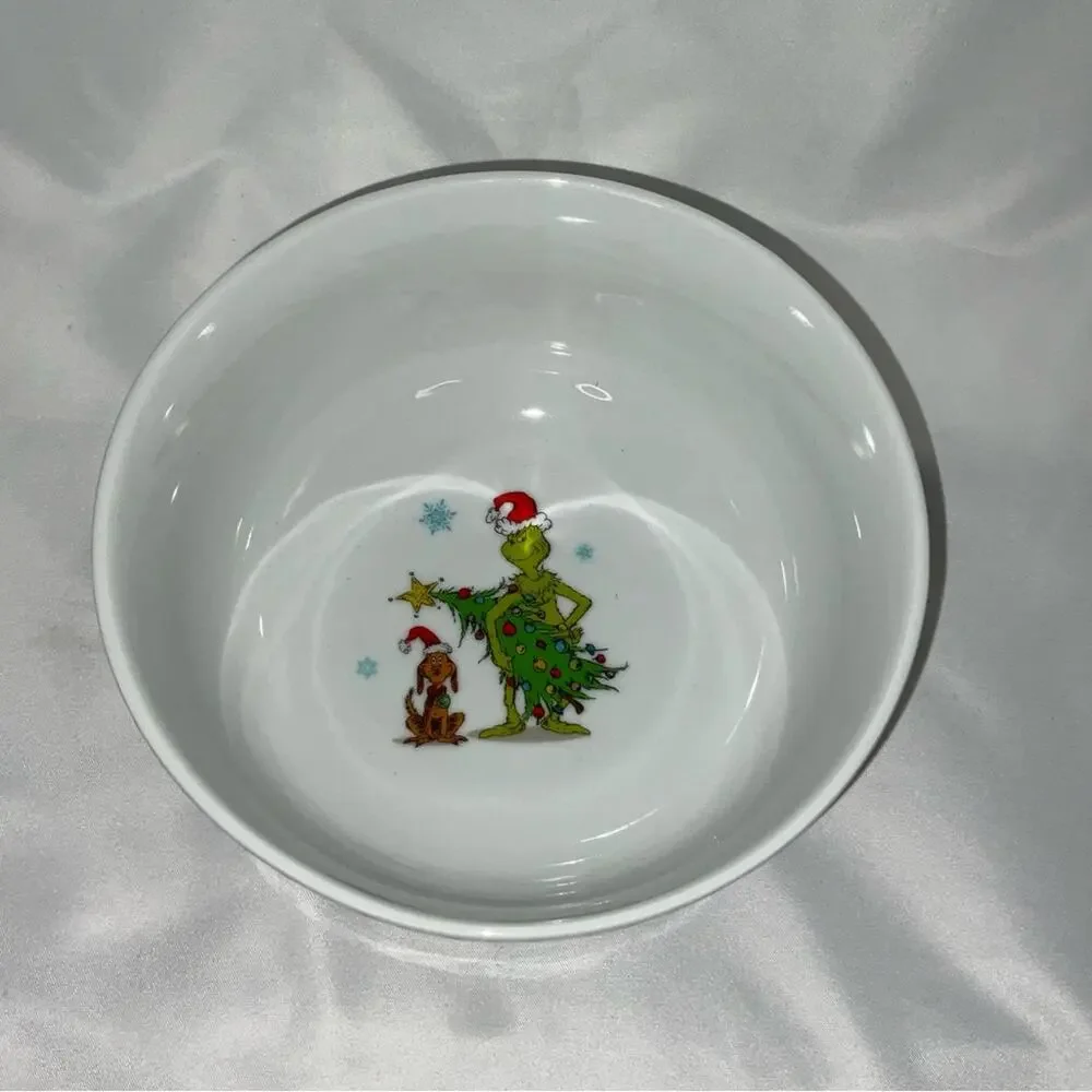 NEW ZRIKE DR SEUSS GRINCH WHO STOLE CHRISTMAS MAX WHITE CEREAL BOWL